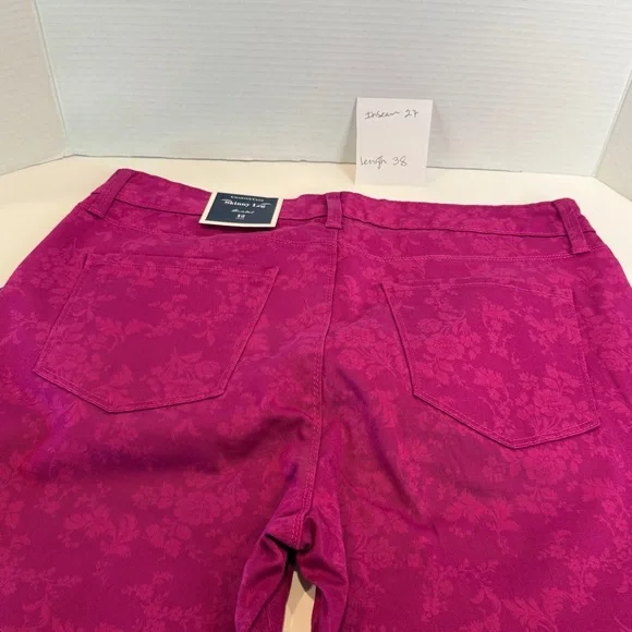 🆕 Women’s Charter Club Pink Fancy Skinny Ankle Pants – Size 12 🆕 - Picture 12 of 16
